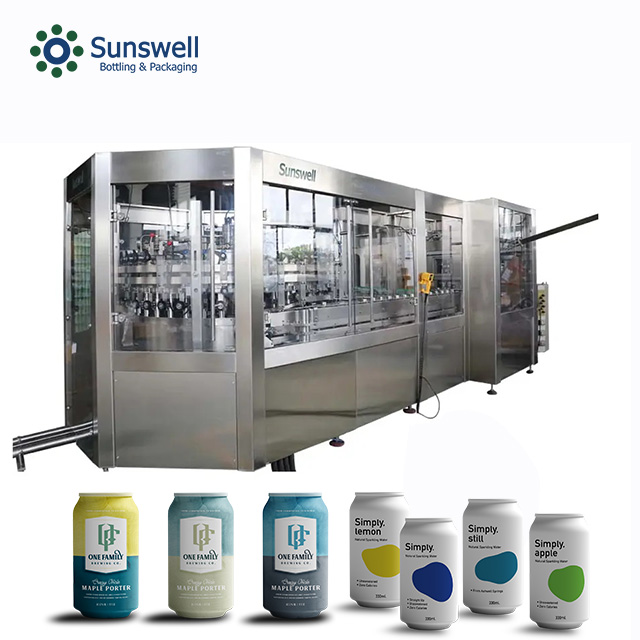 Máquina automática de llenado de latas de agua con gas, cadena de producción de latas para bebidas carbonatadas