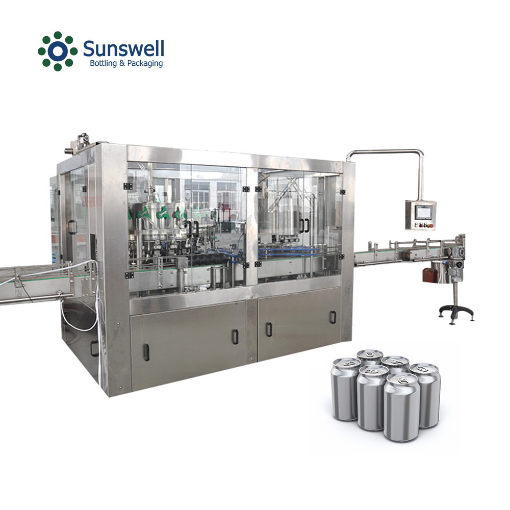 Máquina automática de llenado y costura de bebidas carbonatadas CSD para latas de aluminio de alta velocidad Sunswell